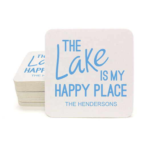 The Lake Is My Happy Place Square Coasters